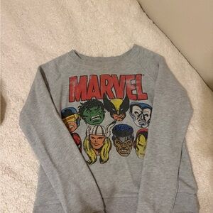 Marvel Kids Gray Sweatshirt with Colorful Character Graphics